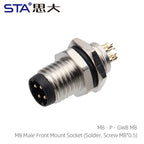 M8 IP67 Waterproof Circular Connector 3 4 5 6 8 Pin Front Rear Panel Mount Solder Industrial Socket Screw M8 M10 M11 M12