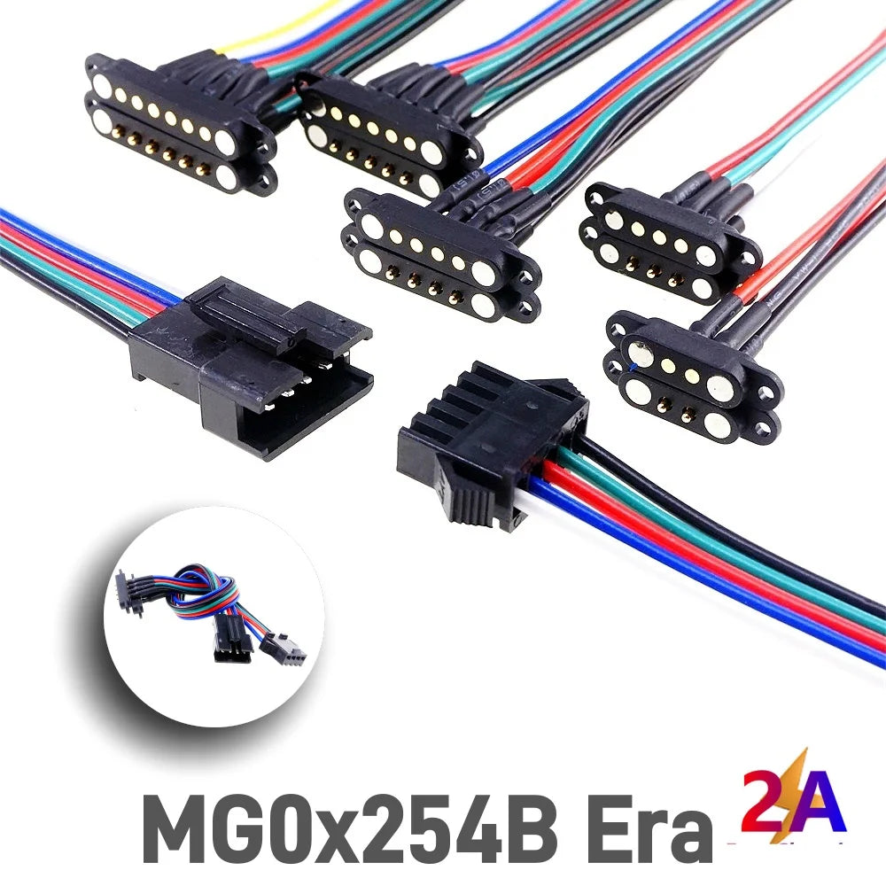 1 Set 2A 3A JST SM Plug DC Magnetic Pogo Pin Connector 2 3 4 5 6 Pin Male Female 2.54 mm Socket Adapter for LED Strip Lamp