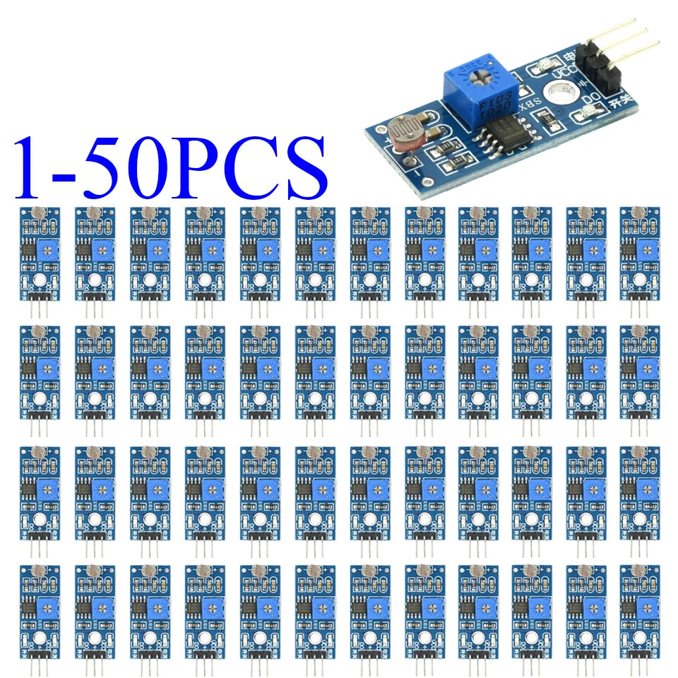 1-50PCS Digital Light Sensor Module 5516 Photoresistor, Adjustable Sensitivity, 3.3V-5V, LM393 Comparator for Smart Car