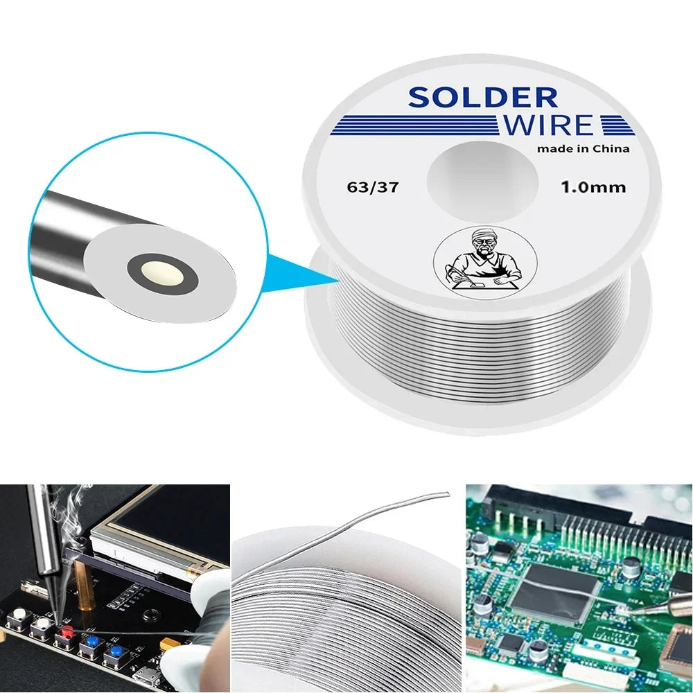 63/37 Soldering Tin Wire Tin Melt Rosin Core Solder Soldering Wire Roll Easy Clean Fusible Tin Low Temperature Easy Melt Wire