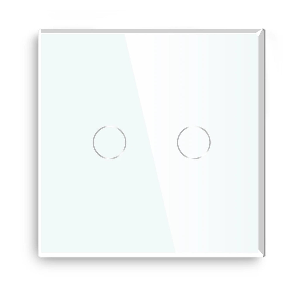 BSEED 1/2/3Gang Touch Switch Double Light Switch Triple Sensor Switch 1Way EU Standard Glass Panel Blue Back Light White Series