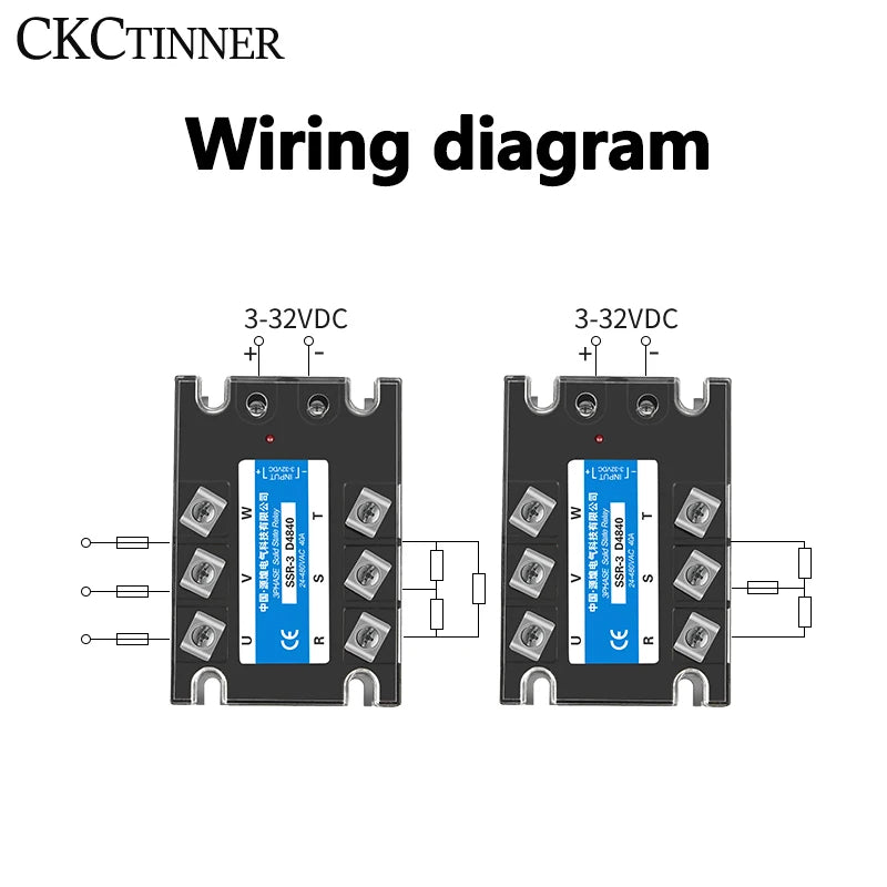 10A 25A 40A 60A 80A 100A 120A 150A 200A Three-Phase Solid state relay 3-32VDC SSR Single Phase DC Control AC AC Control AC
