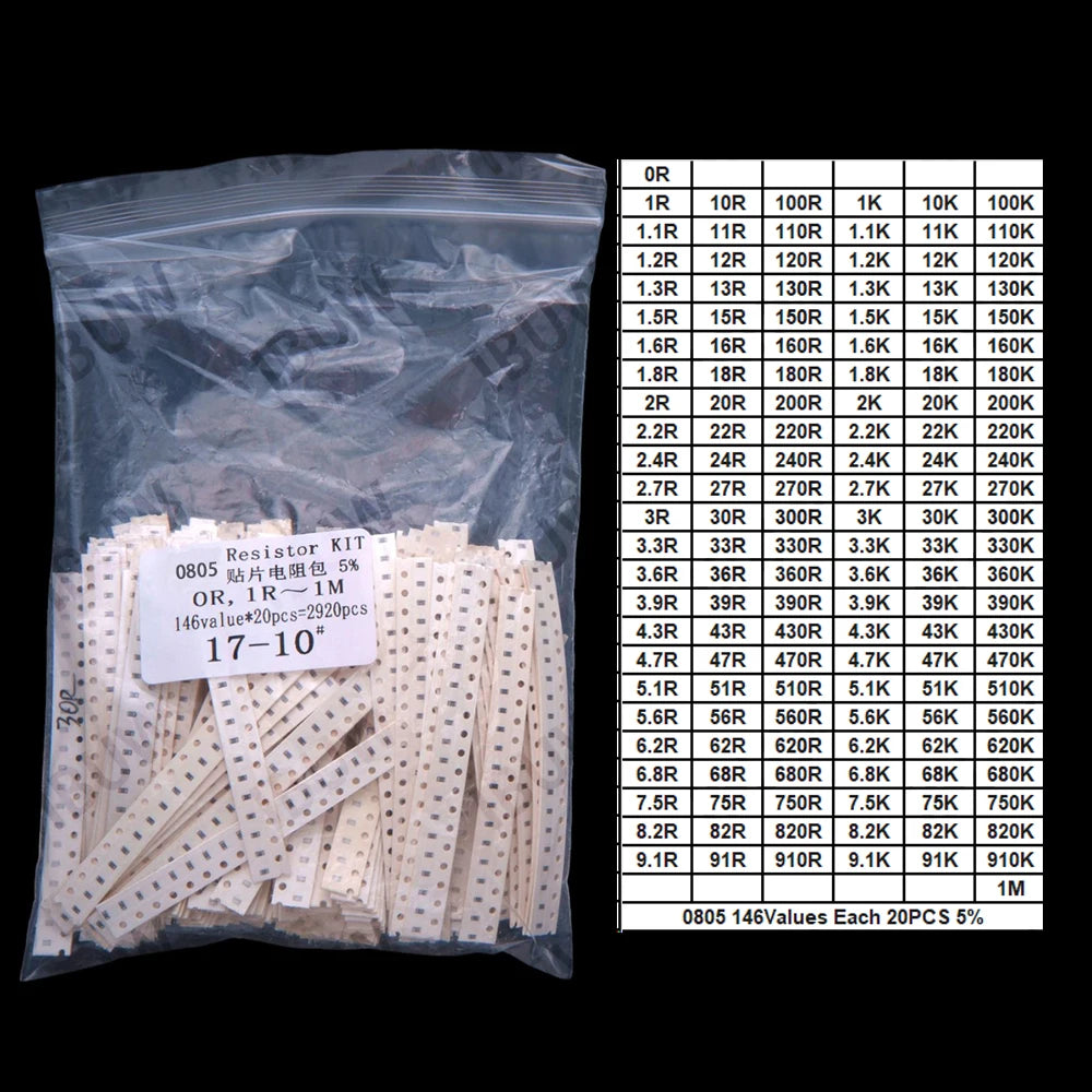 170/146/60Values 4k 0603 0805 0402 1206 SMD resistor sop 1% Each 50PCS Each 25PCS 5k 1k 2k 3k