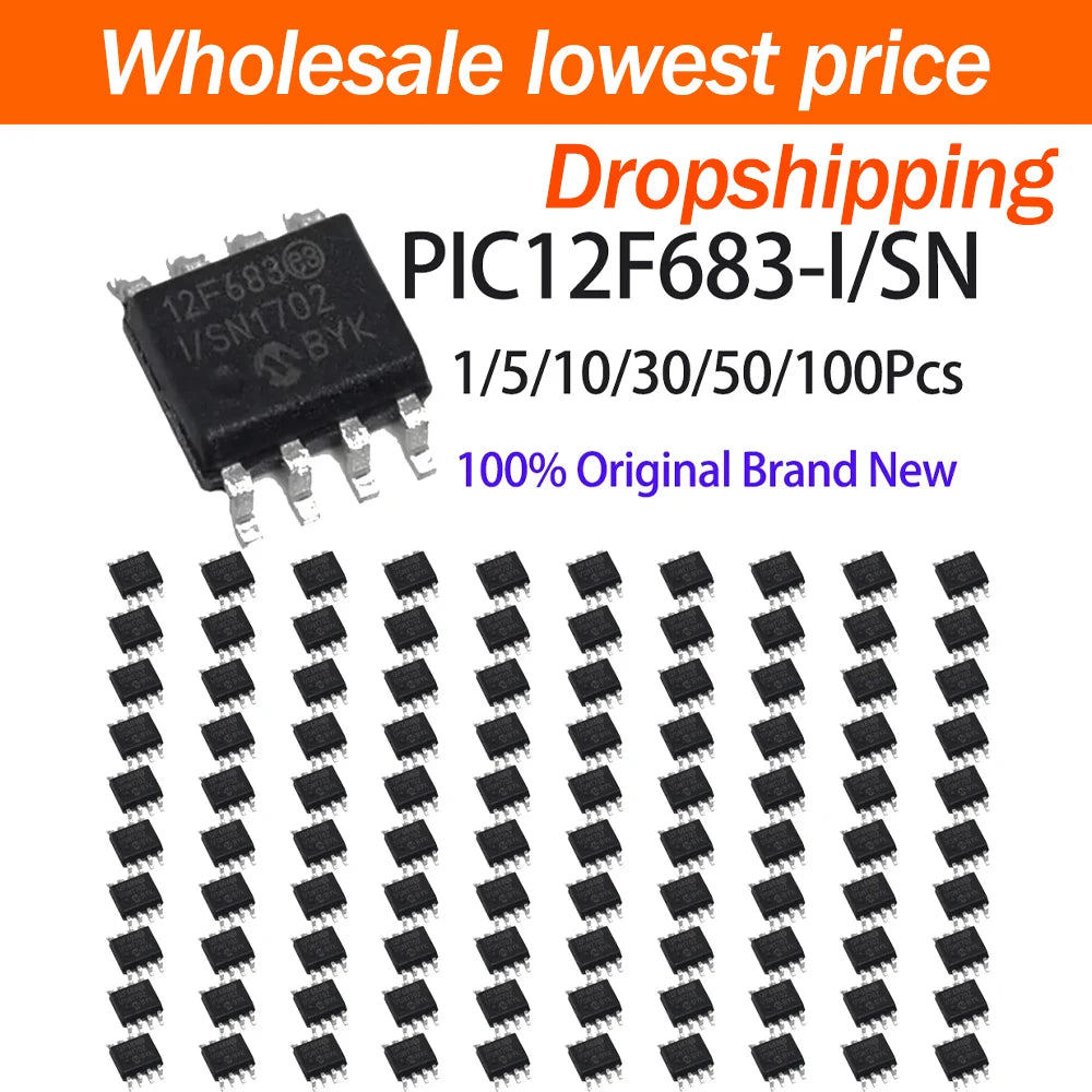 1~100Pcs Brand New Original PIC12F683-I/SN SOP 8 Surface Mount 8 Bit Microcontroller MCU Integrated Circuit Electronic Chip