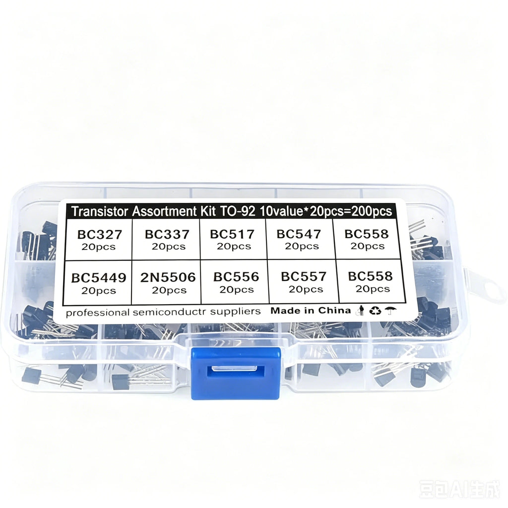 10Value 200PCS Transistor Assortment Kit S8050 S8550 2N2222 2N2907 BC337 BC327 BC517 BC556 2N3904 2N3906 A1015 C1815 Wit Box