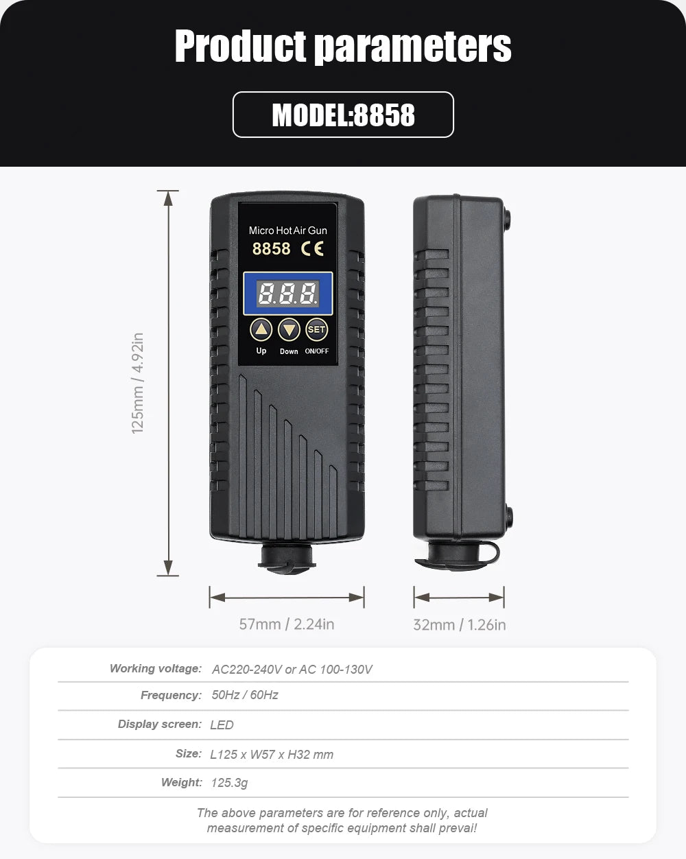 JCD 8858 Micro Hot Air Gun 750W Rework Soldering Station LCD Digital Hair Dryer For Soldering 110V Heat Gun Welding Repair Tools