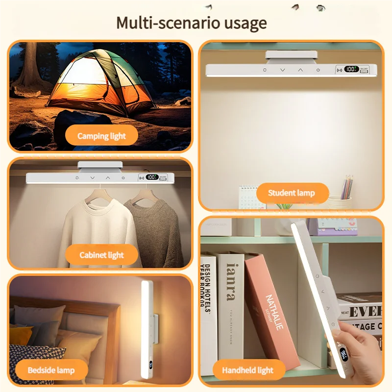 LED Eye‑Caring Desk Lamp Rechargeable Magnetic Night Lights Mirror Front Lamp Dormitory Student Reading Small Desk Lamp