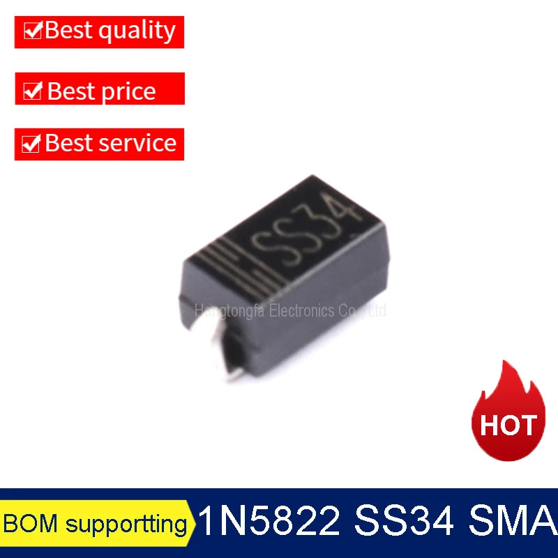 50PCS/Lot SS14 SS24 SS34 SS54 SMA 1N5819 SR240 1N5822 1N5824 DO-214AC Diode chip schottky rectifier SMD New