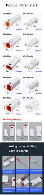 JCD Waterproof JST JWPF Connector 2P 3P 4P 6P 8P Male And Female Plug Socket 0.3m ² Wire Harness 02t/02r/03t/03r With 20CM Wire