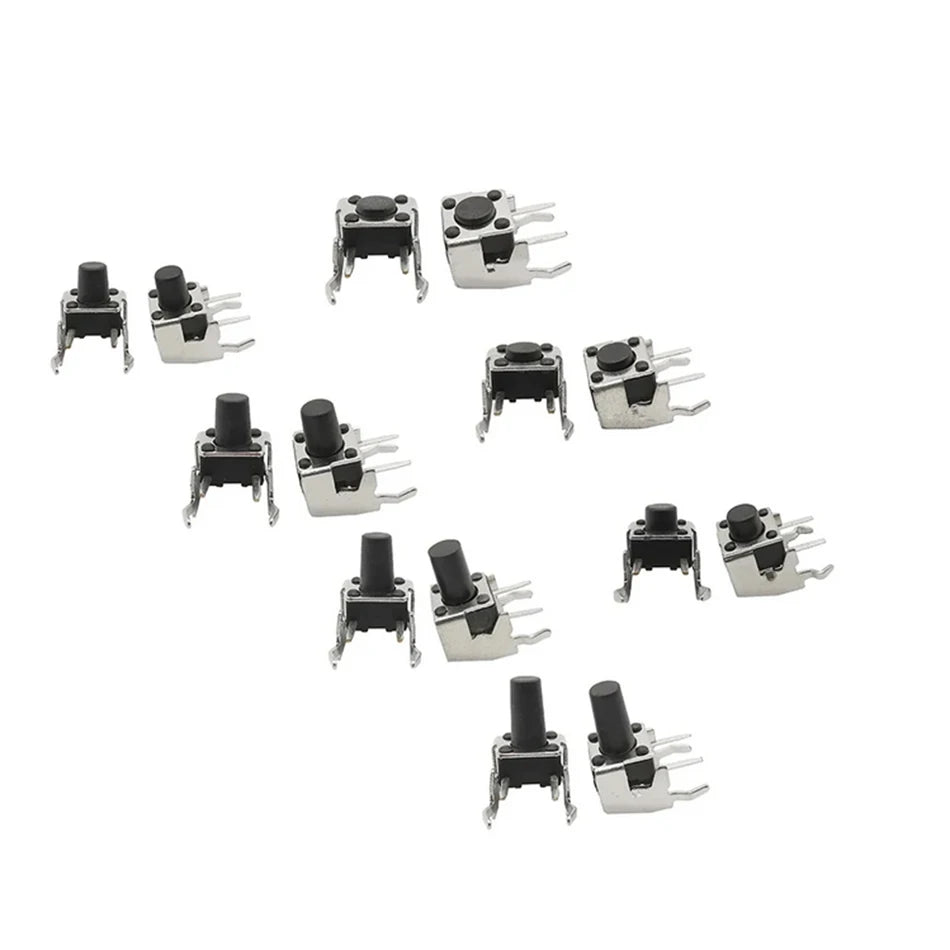 20Pcs 6x6 Tactile Tact Push Button PCB Momentary Self-reset Switch 4Pin Right Angle With stent 6*6*4.3/5/6/7/8/9/10/11/12/13mm