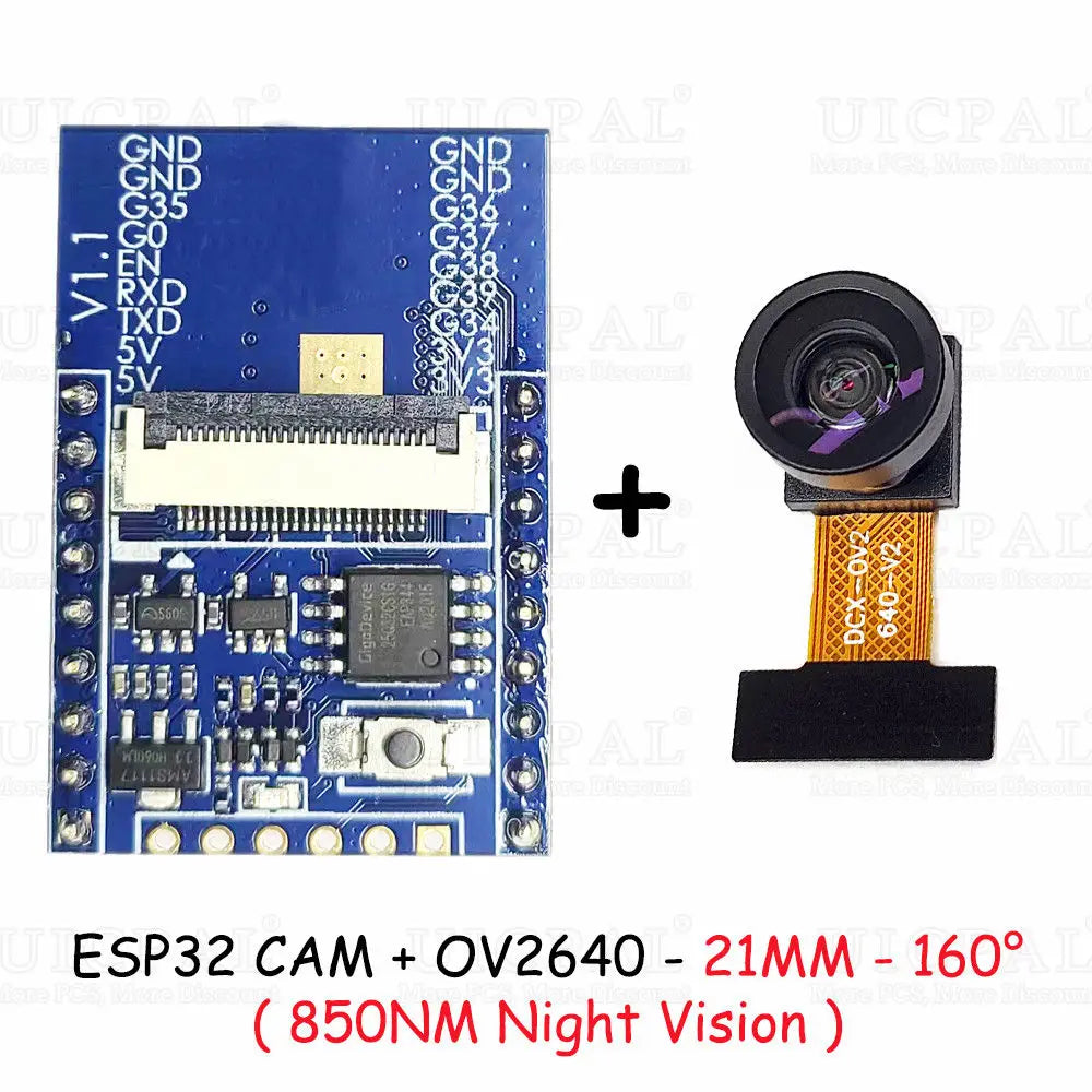 ESP32-CAM with OV2640 Camera Module Kit 66 120 160 Degrees 650nm 850nm Night Vision DVP 24Pin 2MP 2.4GHz WiFi Camera 4MB FLASH