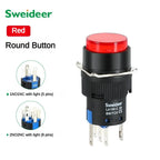 16mm Push Button Switch LED Illuminuted 12/24/220V Momentary Self-locking on Off with Light Square Round Rectangle Power Switch