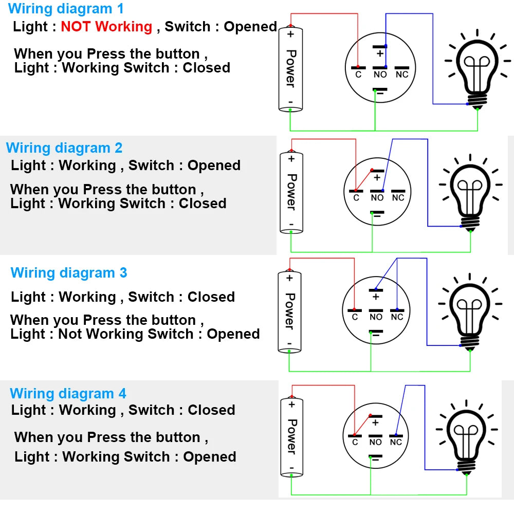 12/16/19/22mm Waterproof Metal Push Button Switch LED Light Momentary Car Engine Power Switches 5V 12V toggle 220V Volt