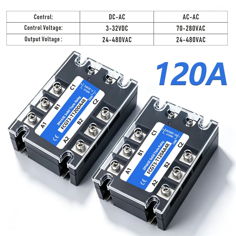 Three-phase Solid State Relay SSR 3 Phase 10A 25A 40A 60A 80A 100A 120A 150A 200A AC Control AC DC Control AC 25DA 380VAC