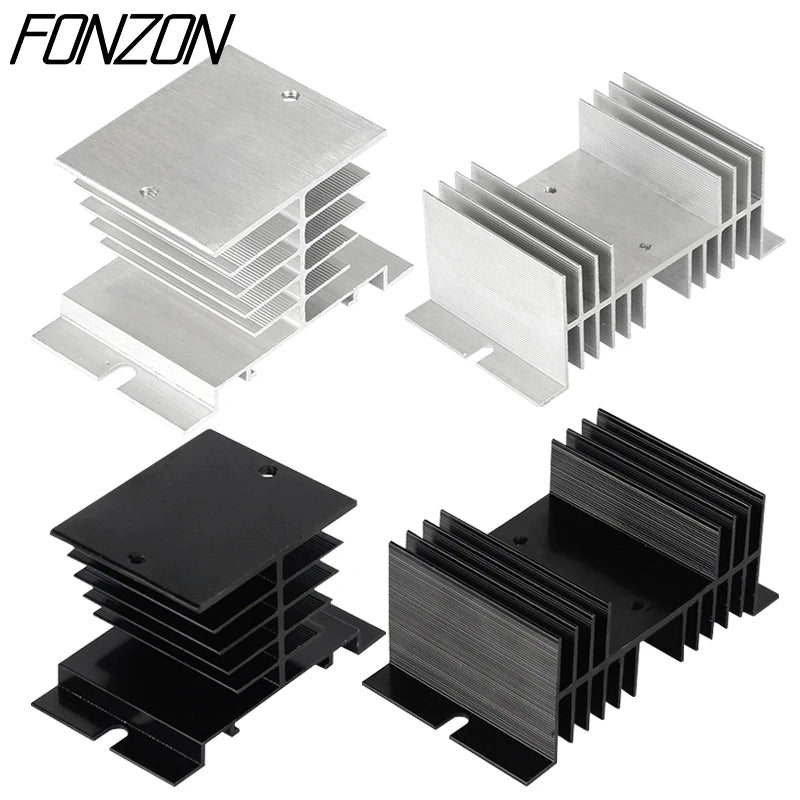 1 Pcs 10A-40A New Type Single-Phase Solid State Relay SSR Aluminum Fin Heat Sink Suitable For SSR-10DA/25DA/40DA