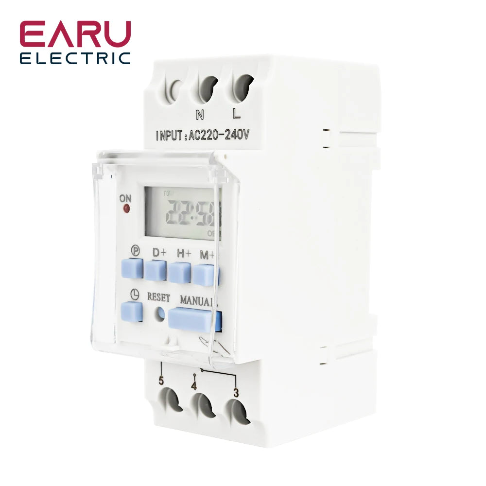 Electronic Weekly 7 Days Programmable Digital Timer Switch Relay Timer Control Din Rail THC AC 220V 230V 110V DC 12V 24V 48V 30A