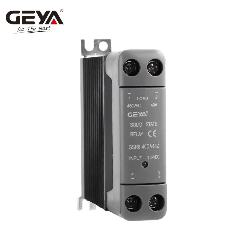GEYA DIN Rail Solid State Relay Single Phase SSR With Heatsink DC Control AC High Load Capacity Solid State Reliability 15A-60A