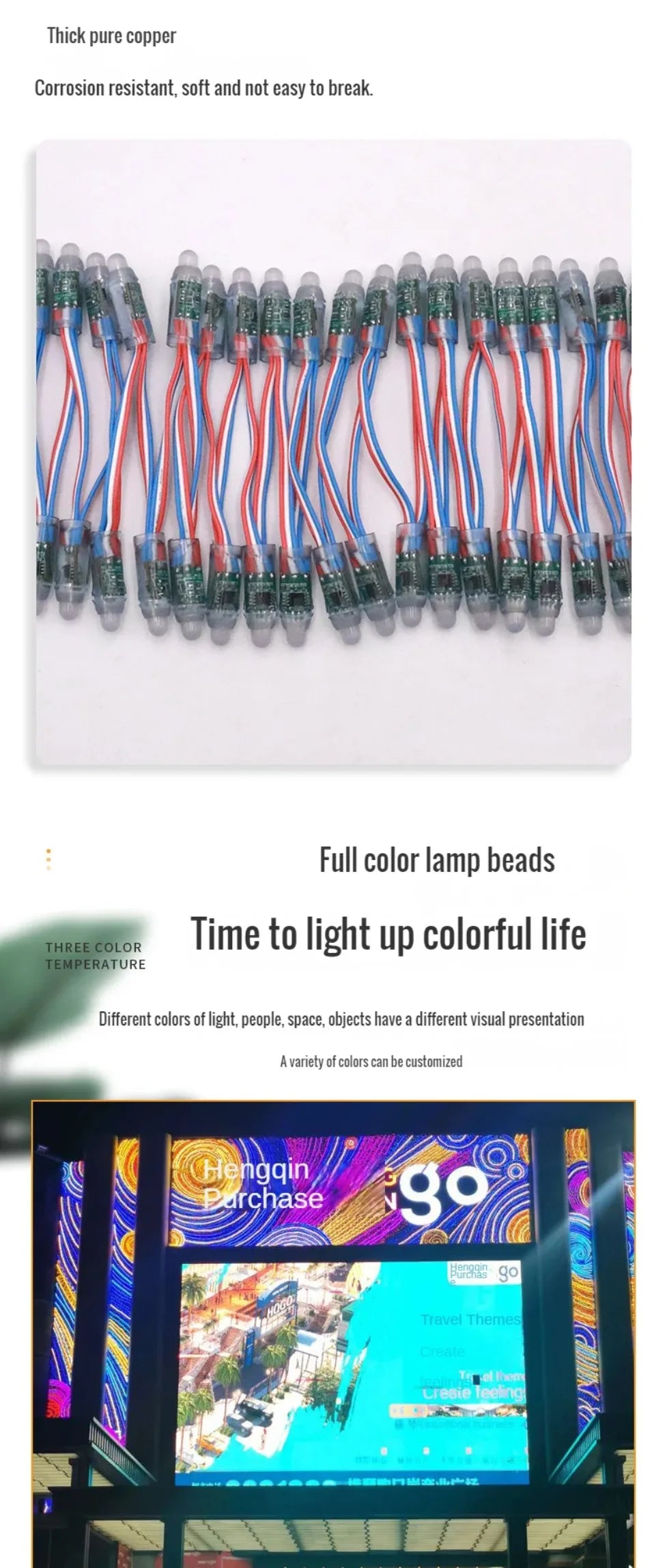 DC5V/12V 12mm WS2811 RGB Digital Addressable LED Pixel String Lights IP68 Waterproof Full Color LED Module Light 50/100/200pcs