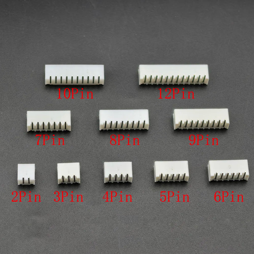 100Pcs JST PH 2.0mm Pitch Male Plug 2/3/4/5/6/7/8/9/10/12 Pin White Plastic Housing Header Right Angle PCB DIP Connector