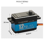 12KG TD-9412MG High Torque Full Metal Digital Servo Carbon Brush Motor 180/270/360 Degree Short Model for 1:10 1:8 RC Car Robot