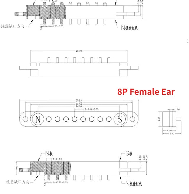 1/5Set 2A DC Magnetic Pogo Pin Connector 2Pin 3Pin 4 5 6 7 8 9 Pin Pogopin Male Female Spacing 2.5/2.80mm Spring Loaded Socket