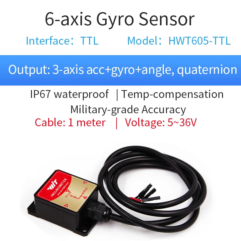 High-Precision Inclinometer HWT605 Accelerometer+Angle+Gyro, MPU9250 IMU, Temperature Compensation, Tilt Angle