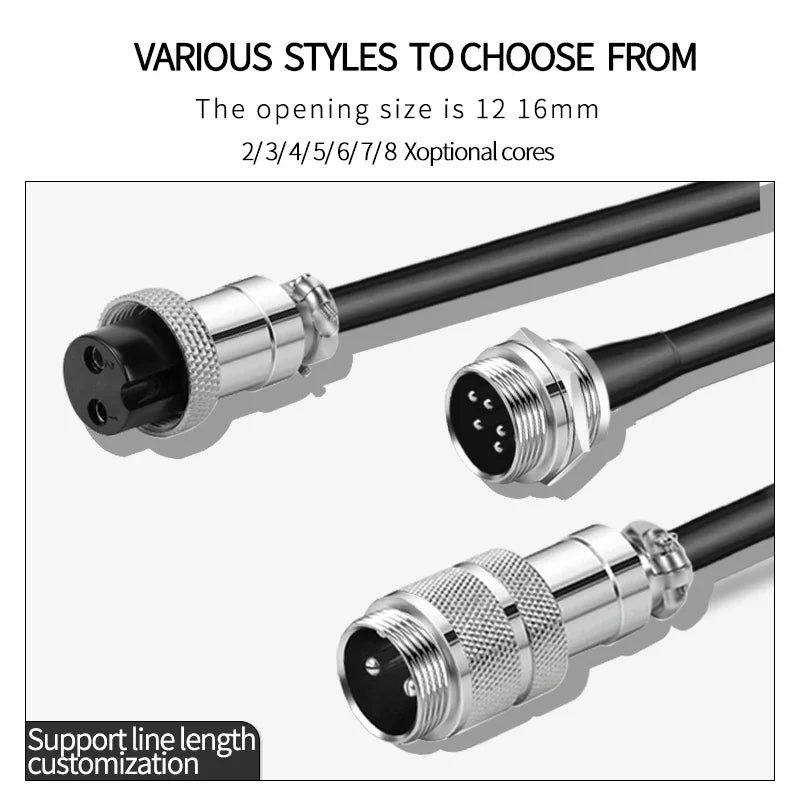 GX12 GX16-2/3/4/5/6/7/8/9/10Pin Electronic Connection Waterproof Heat-resistant Male Female Connectors With 1M Cable