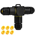 IP68 Screwless Lever Waterproof Outdoor T Shape 3P Junction Box 3Way 4-11mm 450V24A CE Electrical Quick Release Cable Connector