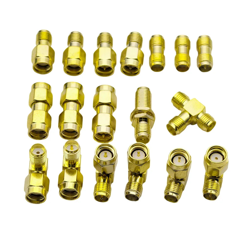 SMA Connectors kit 18Pcs/box SMA RP-SMA Plug Male Jack Female RF Coax Adapter for FPV Drone Antennas WiFi Router Radio Wireless