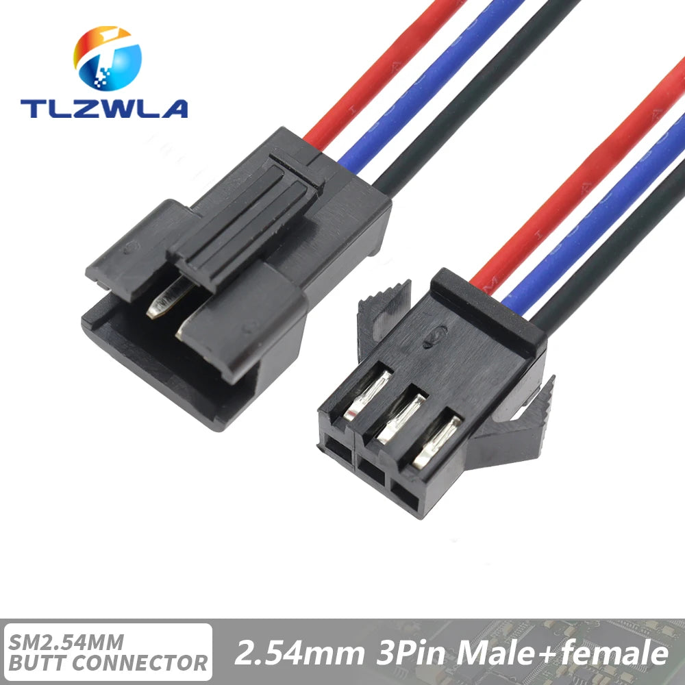10PCS JST SM 2/3/4/5/6Pins 2.54MM Plug Male to Female Wire Connector cable pigtail Plug LED Connecting line 20cm Long