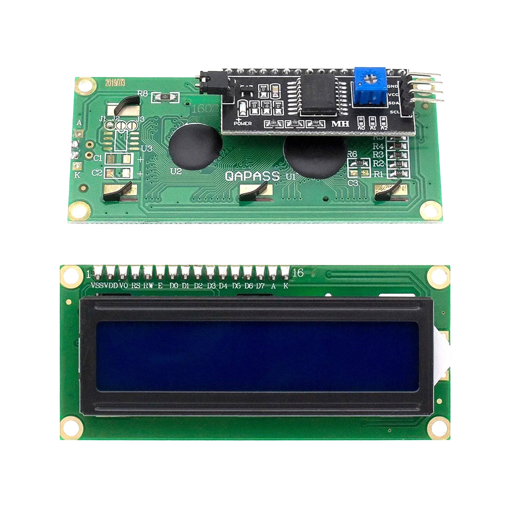 LCD1602+I2C Module Blue / Yellow Green Screen 16x2 Character LCD Display PCF8574T PCF8574 IIC I2C Interface 5V for Arduino