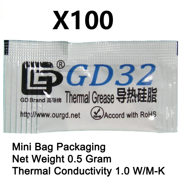 100 Pieces 0.5g Mini Bag Packaging GD Brand Series GD900 Thermal Grease Paste CPU Heat Sink Compound MB05
