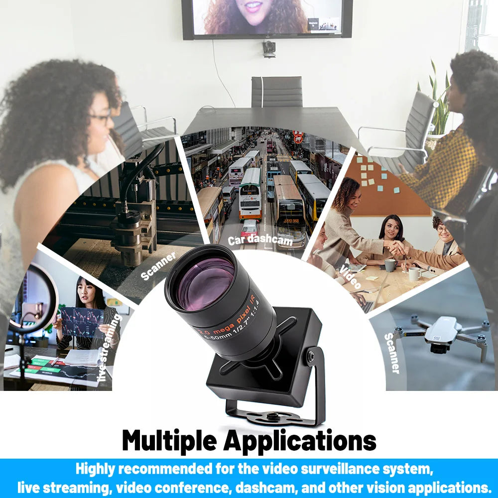 10X Zoom USB3.0 Global Shutter Camera Industrial Metal Box 2.3MP 120FPS High Frame Rate Varifocal Lens Plug Play For Video Live