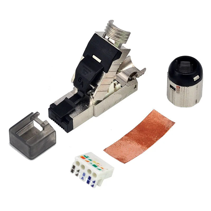 2/6/10Pcs RJ45 CAT6A Cat7 CAT8 Connectors Tool-Free Zinc Alloy Shielded 10G Ethernet Termination Plugs for 23AWG SFTP Cables