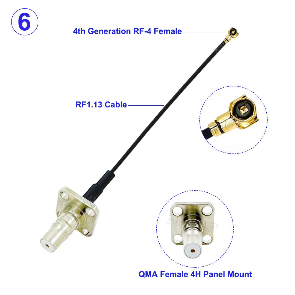 10PCS/Lot QMA Female Jack to IPX-4 Female Connector 50Ohm High-Quality QMA to IPX RF1.13 RF Coaxial Pigtail Jumper Cable 5CM-1M