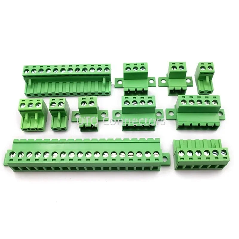 1Sets 2EDGRKC 5.08MM solderless docking type screw terminal block connector PCB plug-in type 2edg type green terminal block