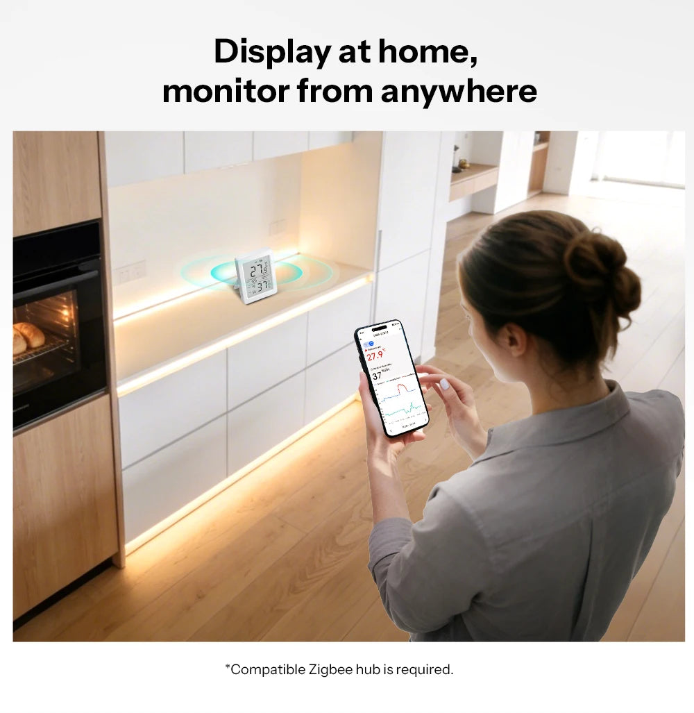 SONOFF SNZB-02DR2 AirGuard TH 3.6'' LCD Zigbee Temperature Humidity Sensor App Monitoring Work With Apple Home Via Matter Bridge