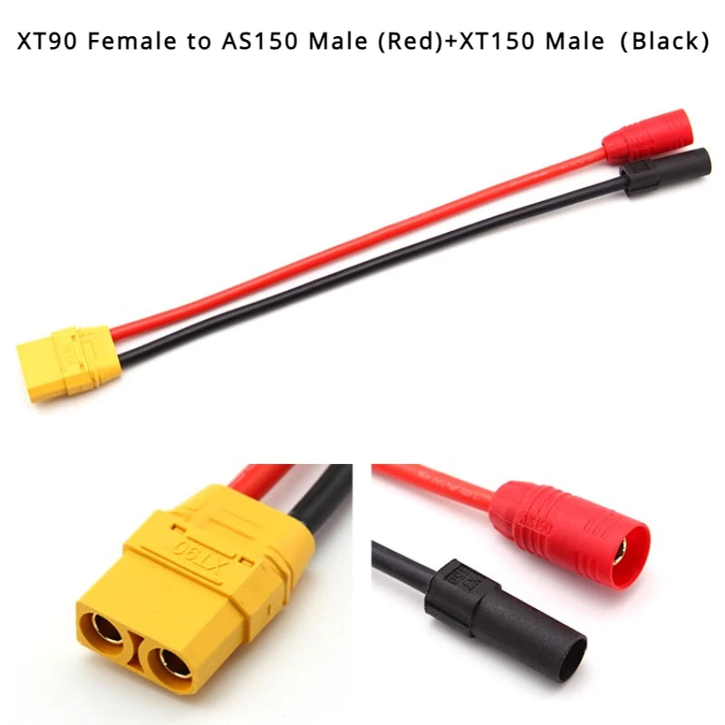 AS150 XT150 Male/Female To XT60 XT90 Plug DC Power Conversion Cable Connector 10AWG Silicone Wire Suitable for RC Batteries