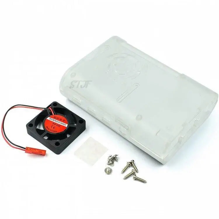 for Raspberry Pi 4B ABS injection molded case with a black and white heat dissipation fan