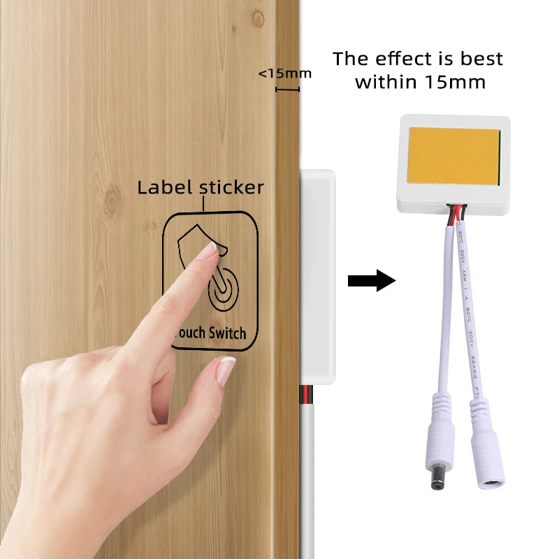 Ultra-thin Penetrating Wood, Marble, Ceramic, Touch-Sensitive Switch 12V 5A 60W LED Touch-Sensor with Stepless Dimming Function