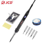 JCD Digital Soldering Iron Set Kit 80W with ON/OFF Switch Adjustable Temperature LCD Welding Tools Ceramic Heater Soldering Tips