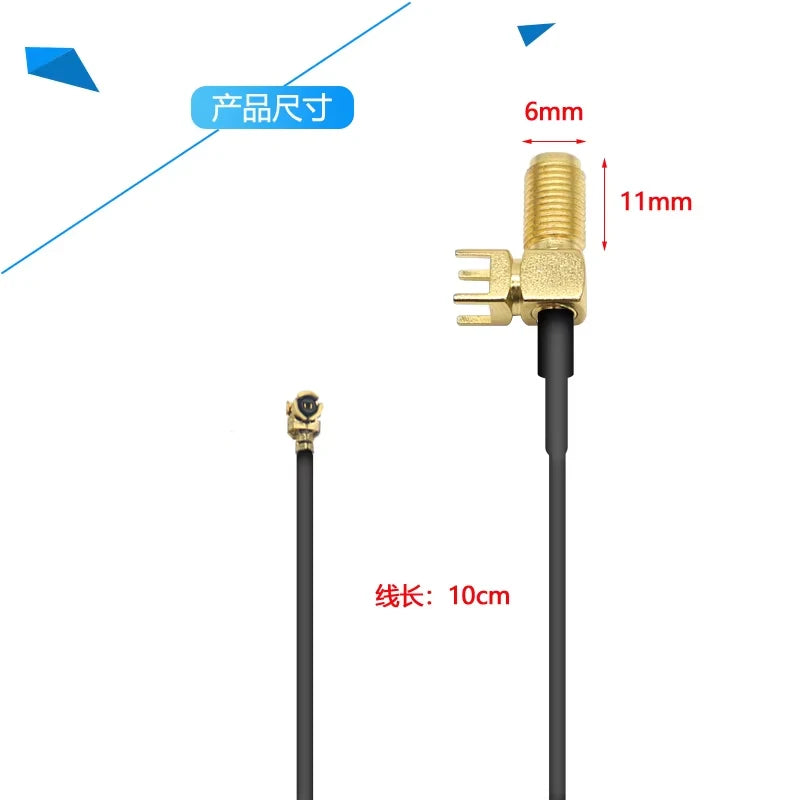 50pcs Cable U.FL /MHF4 to SMA female pigtail with 4 Pins Square Stand Right Angle Connector Jack PCB Panel Mount Plug RF Adapter