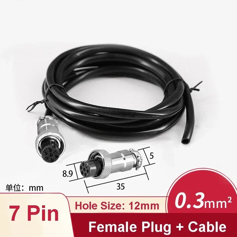 GX12 Female Plug Socket Waterproof M12 Circular Aviation Connector 2Pin 3Pin 4Pin 5Pin 6Pin 7Pin 1m 2m Extension Cable Wire