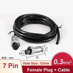 GX12 Female Plug Socket Waterproof M12 Circular Aviation Connector 2Pin 3Pin 4Pin 5Pin 6Pin 7Pin 1m 2m Extension Cable Wire