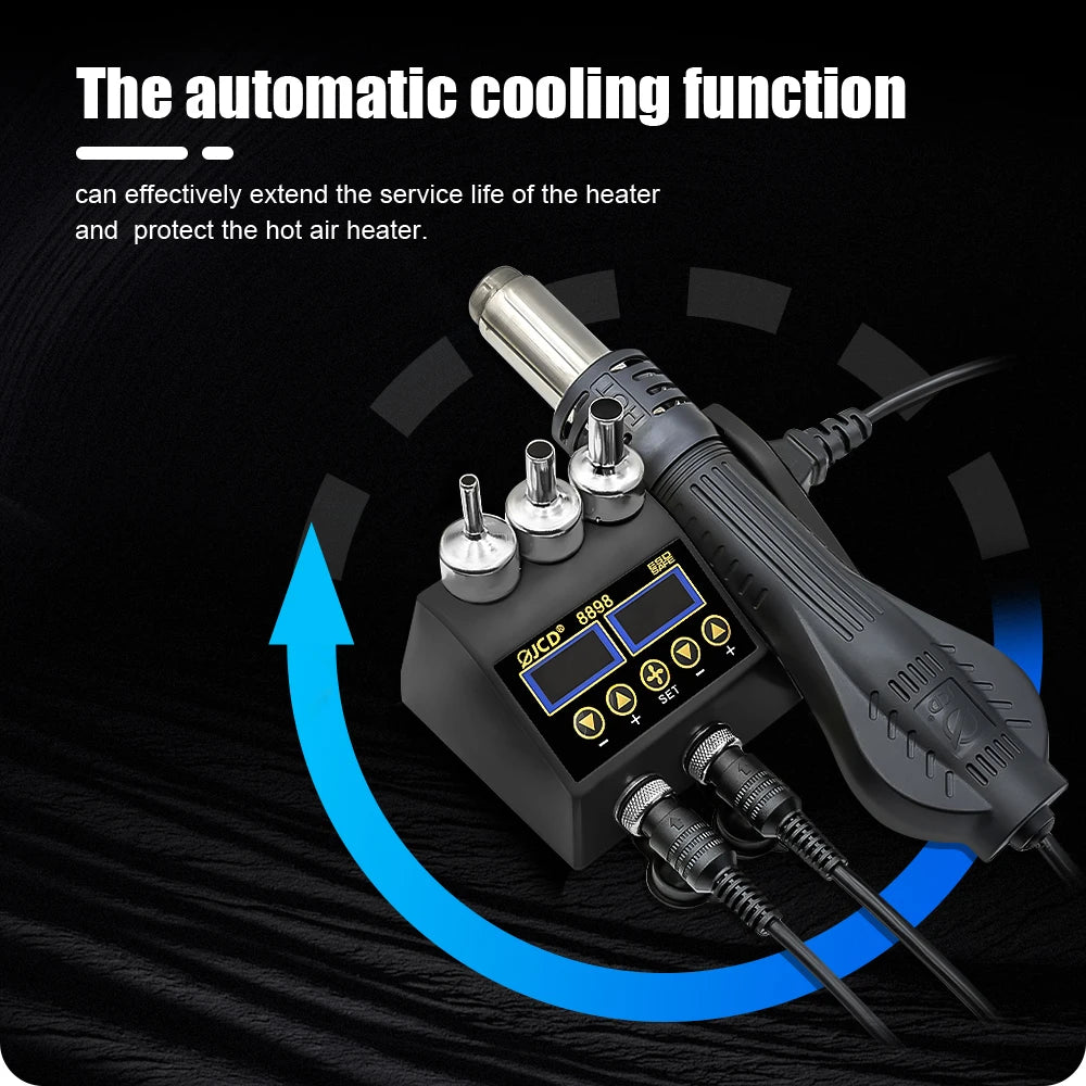 JCD 8898 Soldering Station 2 In 1 Soldering Iron Hot Air Rework Welding Station with Sleep Mode For BGA PCB IC SMD Repair Tools