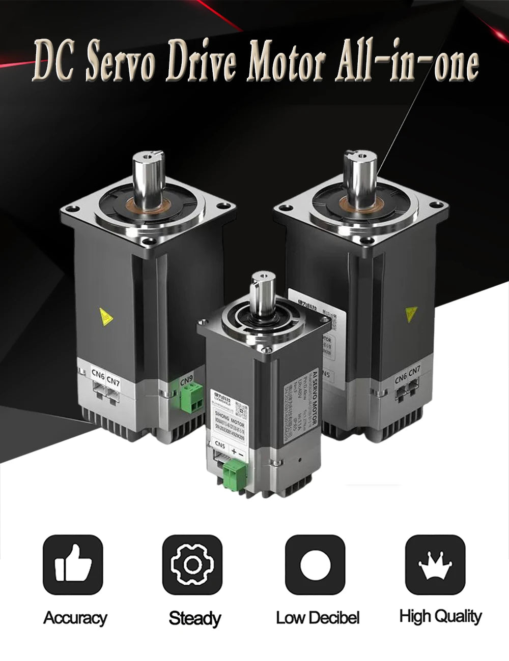 24V 48V DC Servo Motor All-in-one Integrated In Drive Low Voltage 42/57/86mm Motor 3000RPM 17Bit Absolute Encoder With RS485