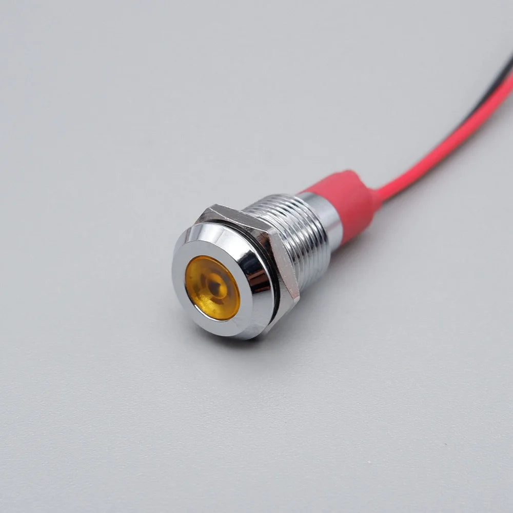 6mm 8mm 10mm 12mm LED Metal Indicator Light Signal Lamp with Wire 3V 5V 6V 12V 24V 110V 220V Red Blue Green Yellow White