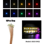 10pcs/Lot 0402 0603 SMD Lamp Wired Micro Led Pre-Soldered Micro Litz Wired Chip 20cm 3V Railway Model Scenes