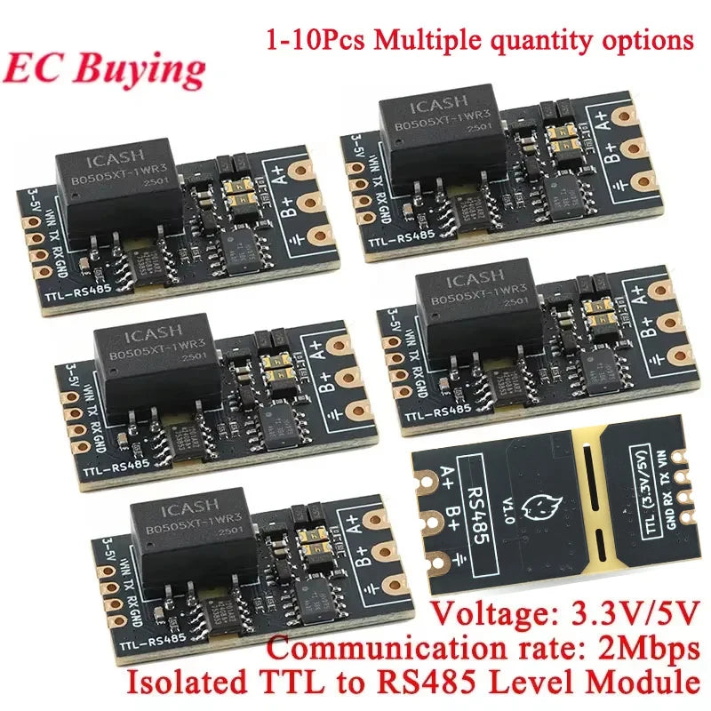 10Pcs/1pc Isolated TTL to RS485 Level Board Module Serial Automatic Reverse High Speed 2Mbps Half-duplex Communication Isolation
