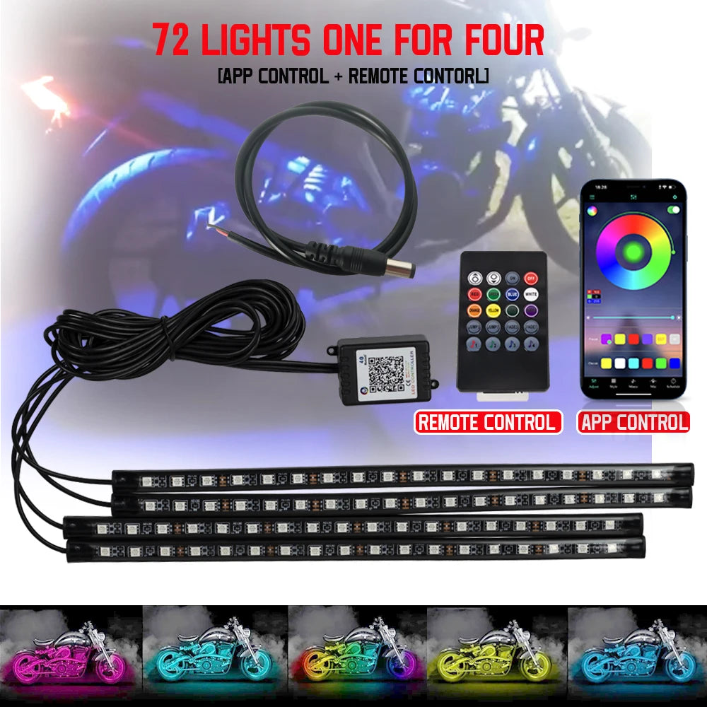 Led Motorcycle Atmosphere Light Decorative Ambient Light Strip Neon Lamp Flexible RGB APP 12V For Harley Yamaha Kawasaki Suzuki